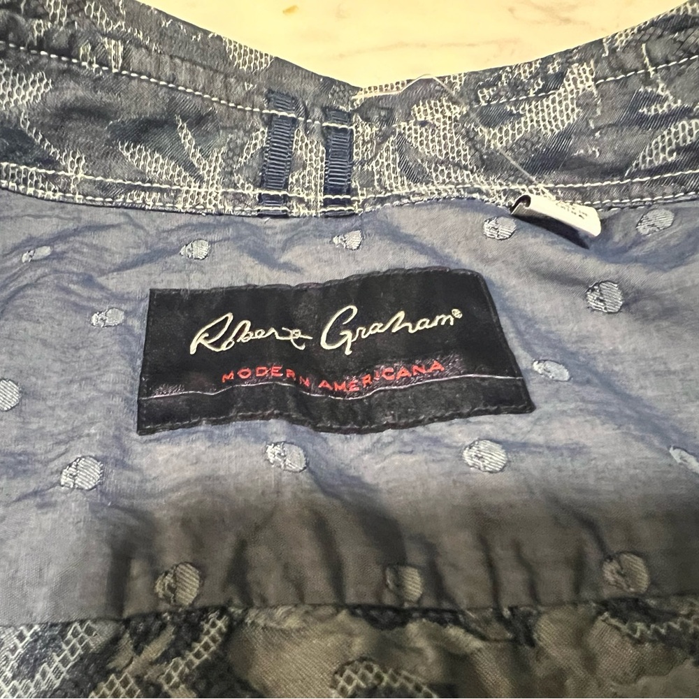 Robert Graham Blue Leaf Pattern Button down shirt… - image 8